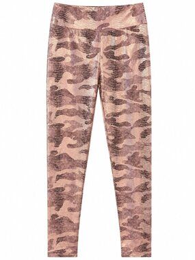 Shiny Rose Gold Camo Leggings Stretchy High-Waisted One Size A&O International